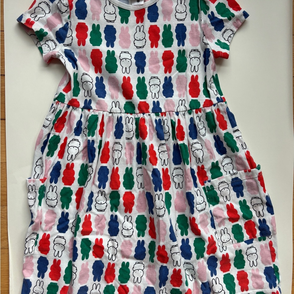 Hanna Andersson Girls Dress with Red, Blue, Green, Pink and White Miffy Print